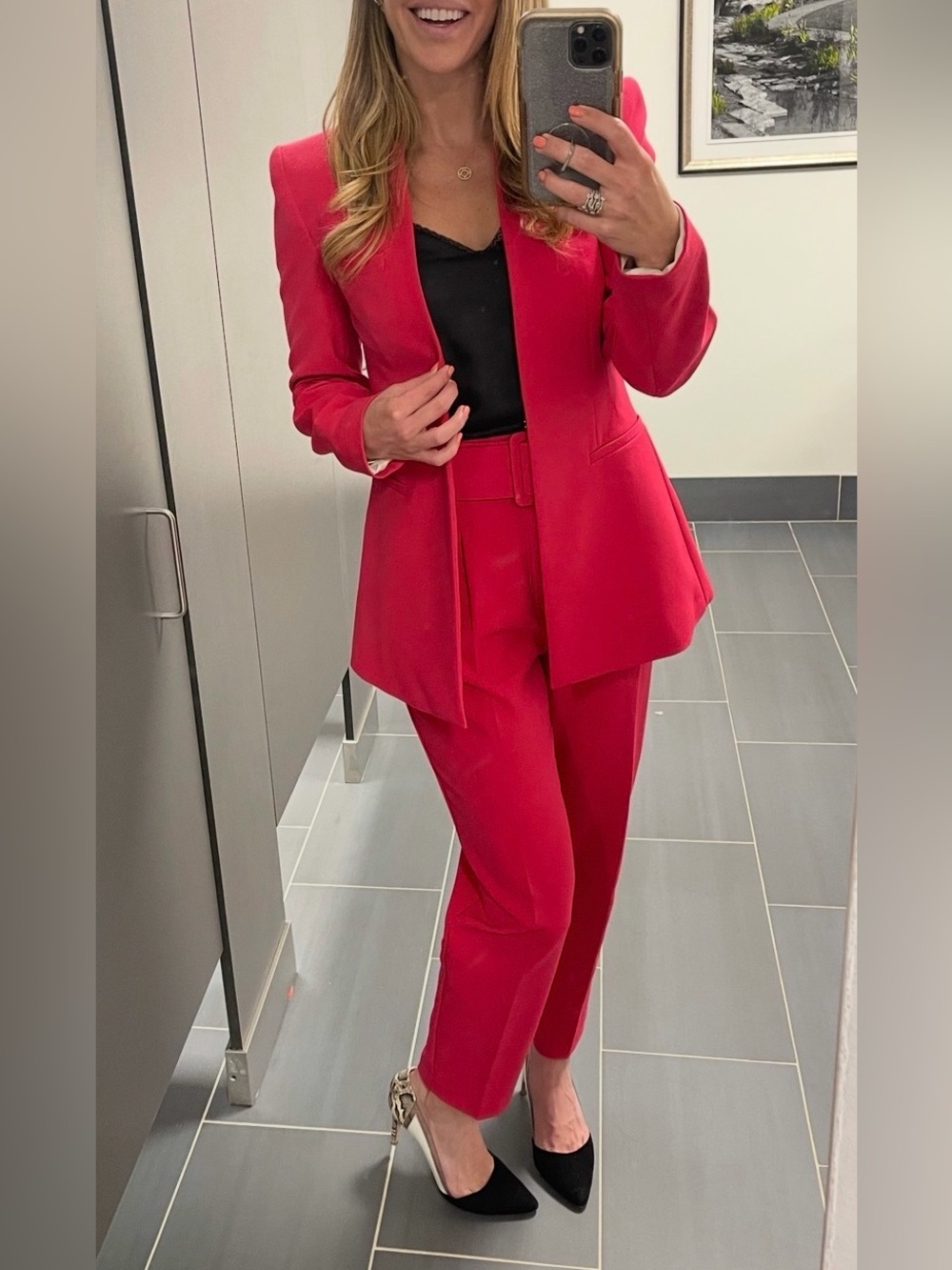 Zara Hot Pink Open-Front Blazer